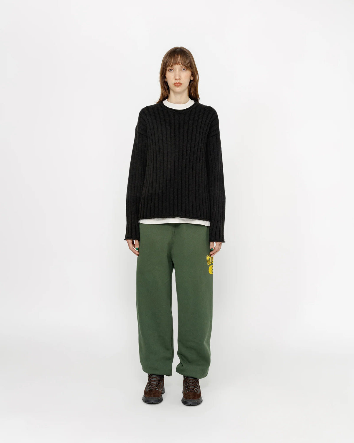 COTTON SLUB RIB CREW M green