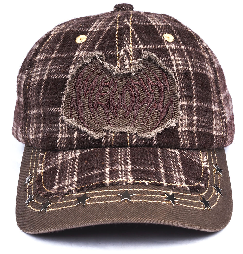 Brown Plaid Star Studded Hat | Loading Store