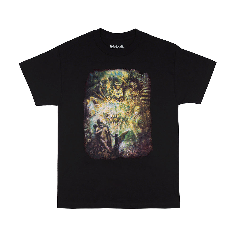 ECメロディ ブック Tシャツ ブラック – 綿100% 5色手刷りプリント