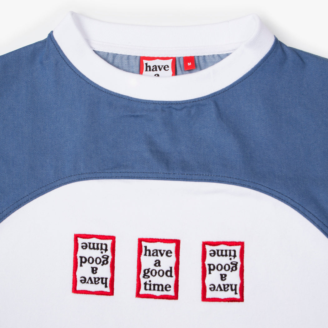 【HAVE A GOOD TIME 】Chambray Shoulder Crew Chambray Shoulder Crewneck | Loading Store
