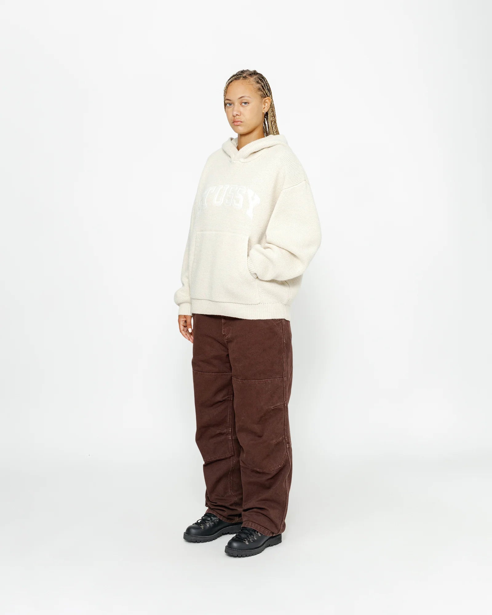 さらに100円引き◆STUSSY◆FELT PATCH KNIT HOODIE さらに100円引き◇STUSSY◇FELT PATCH KNIT HOODIE