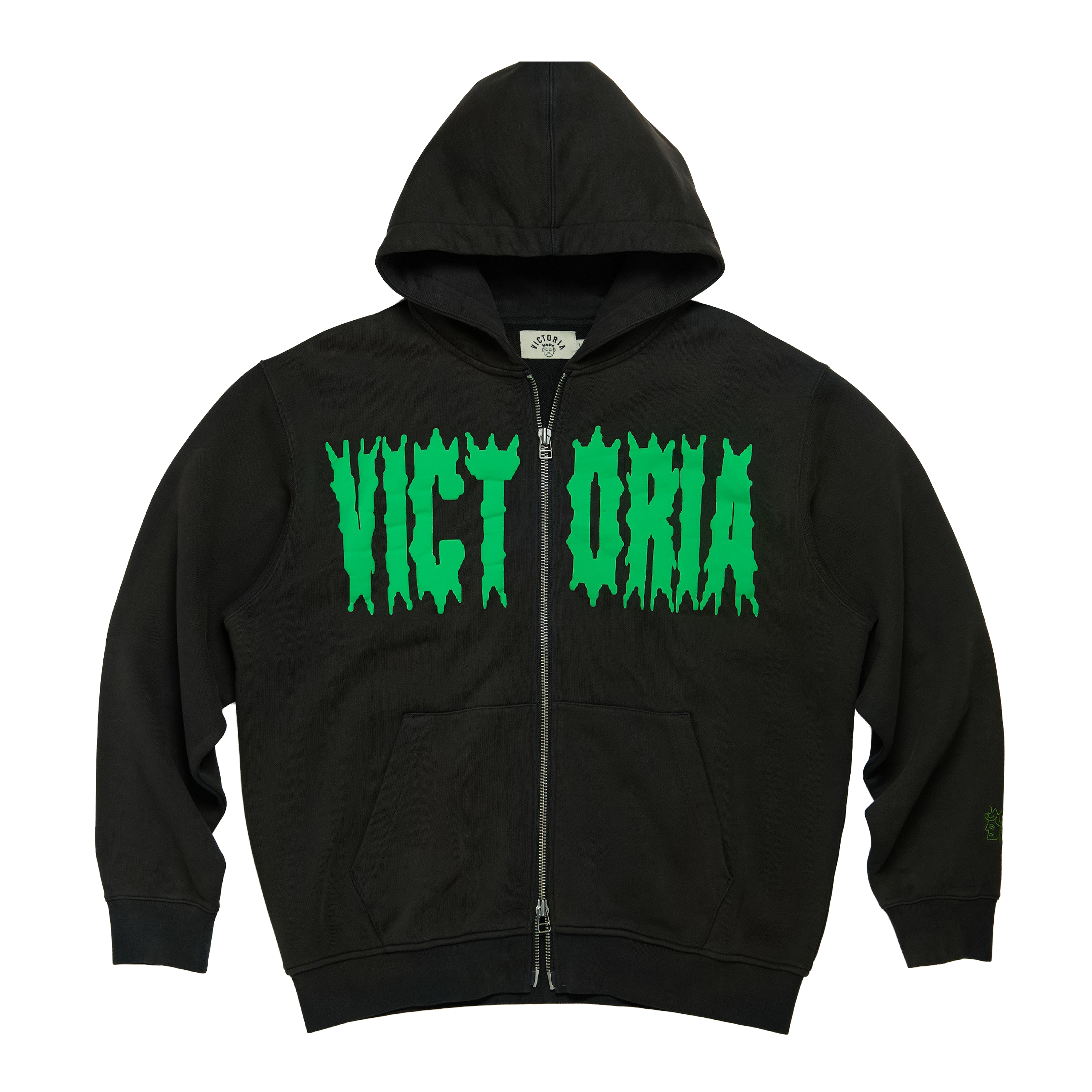 SPIKY SCRIPT ZIP HOODED SWEATSHIRT (WASHED BLACK) | Loading Store