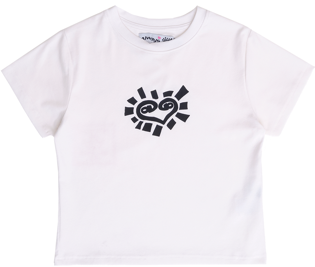 always tシャツ heart sun baby tee - white always tシャツ heart sun baby tee - white