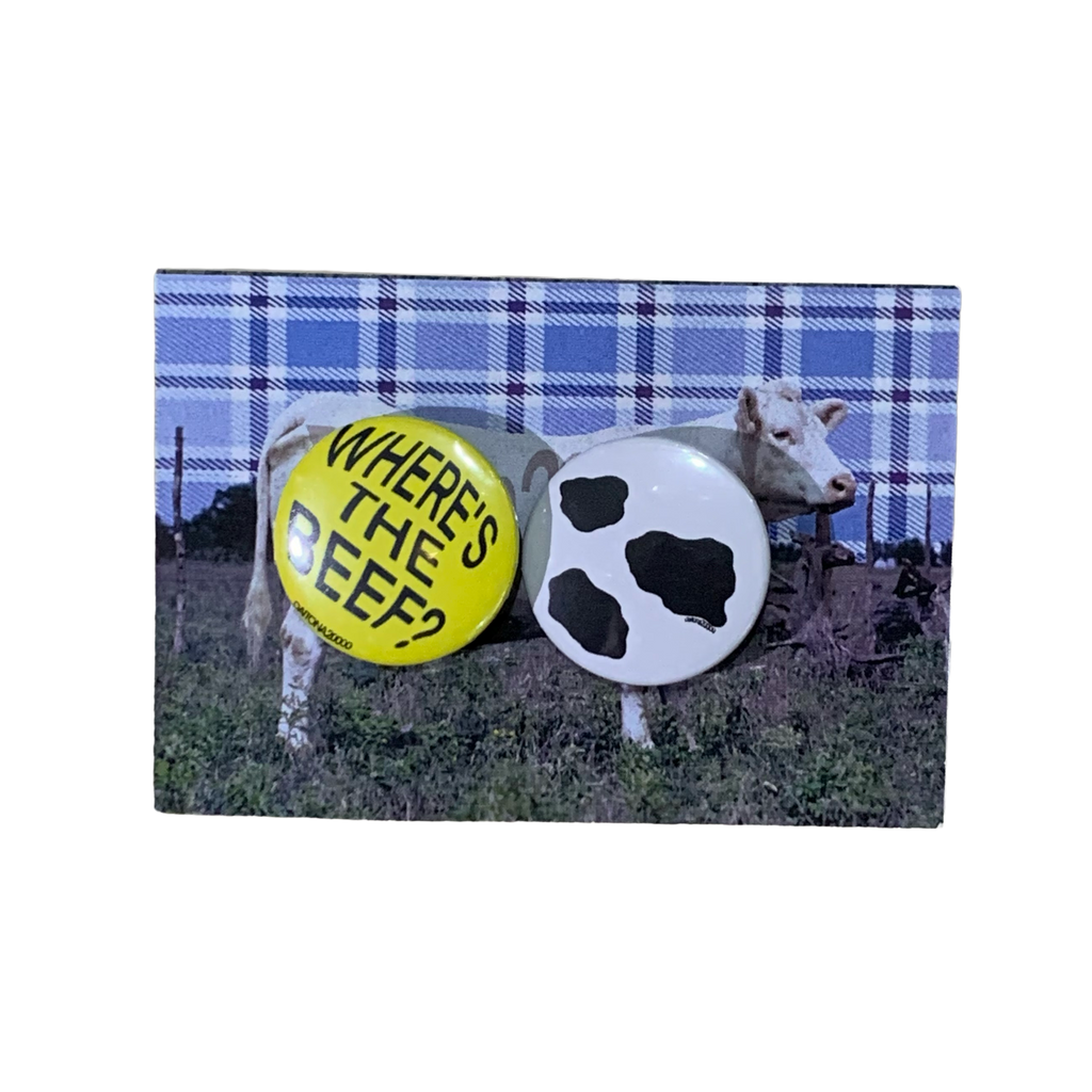 Where's the Beef? & Cow Print Pin set